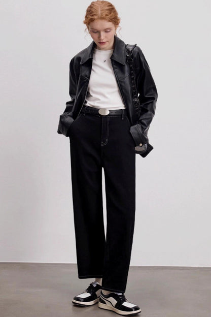 Lapel Leather Jacket