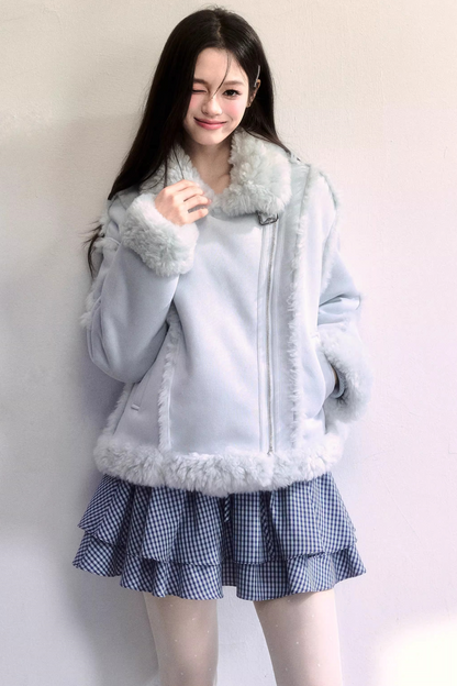 Blue Plaid Ruffled Skirt