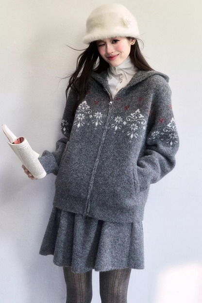 Frosting Jacquard Knit Jacket Set-Up