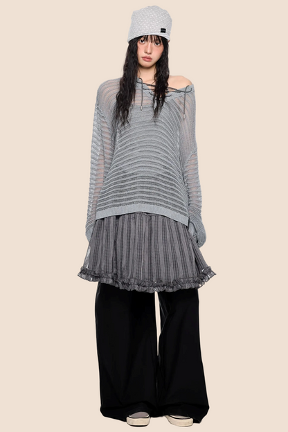 Blusa a righe con colletto e cut-out