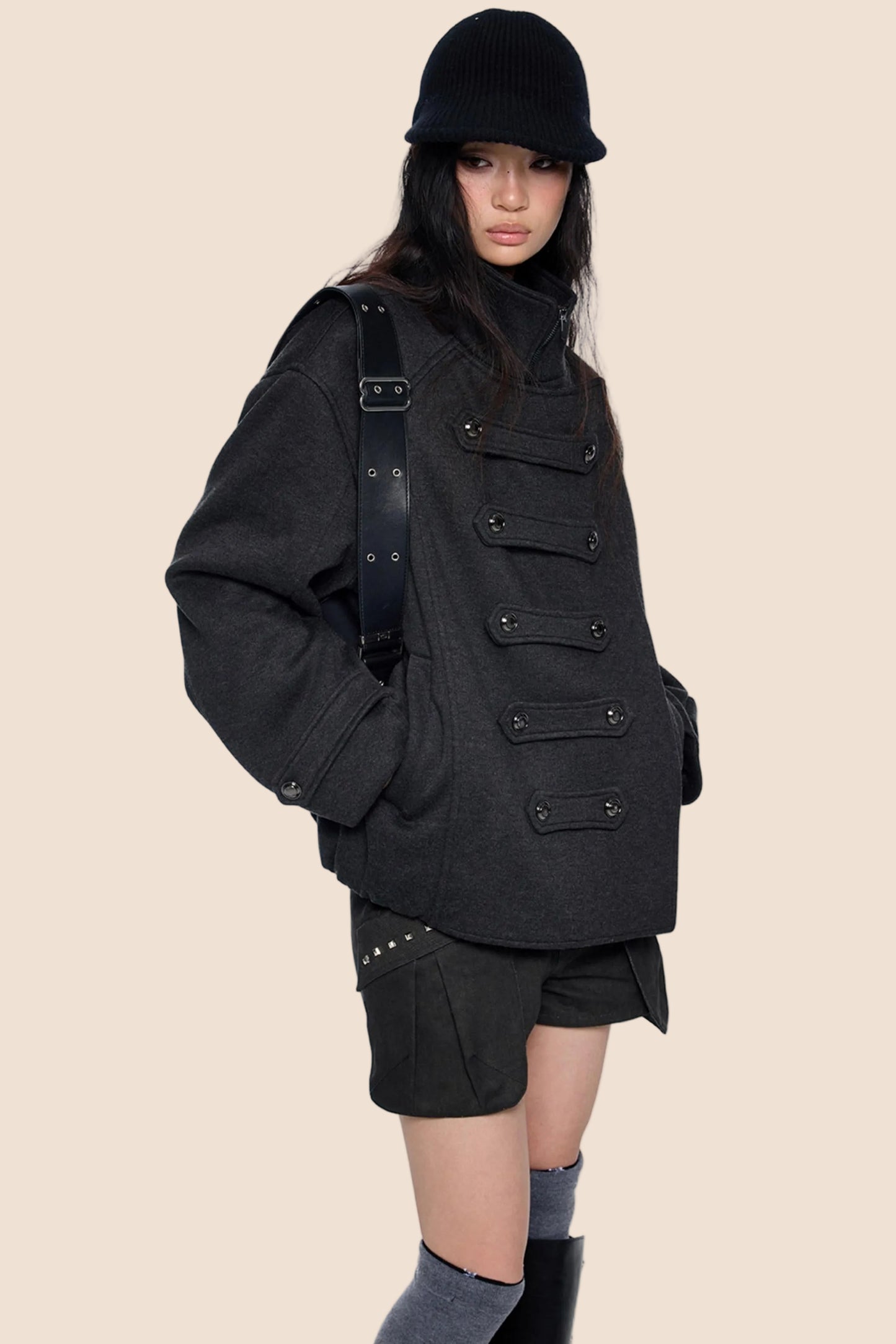 Silhouette Pleated Wool Coat