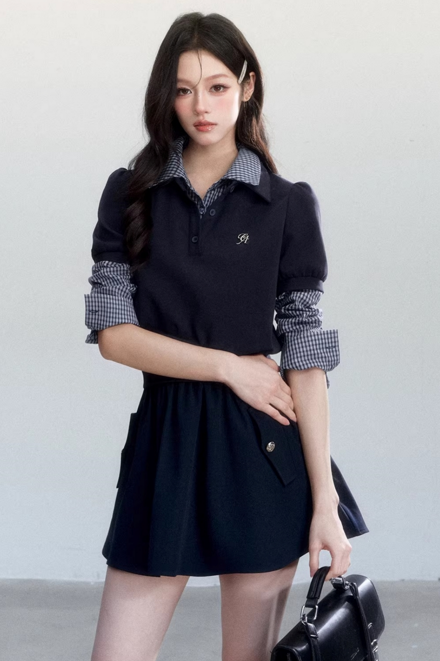 Vintage Plaid Polo Blouse