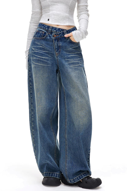 Vintage Distressed Whiskered Jeans