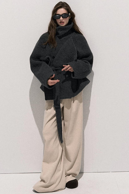 Basic Wool High-Waisted Wide-Leg Trousers