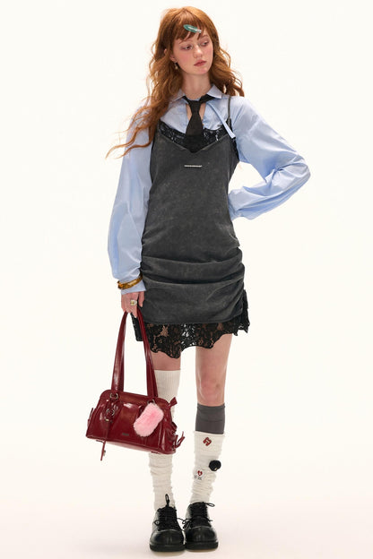 Spliced Lace Gray Sundress