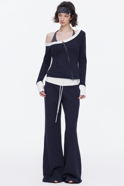 Color-Blocked Flared Pants