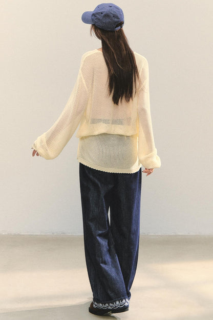 Floral Cutout Long Sleeve Top