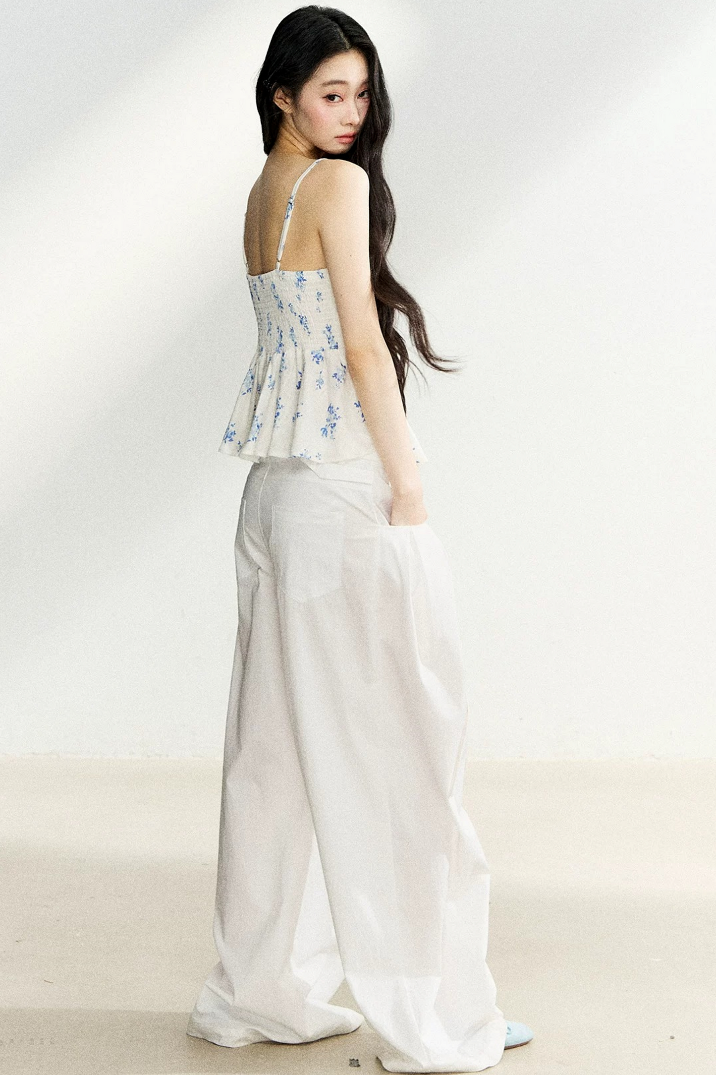 Ruffled Floral Drawstring Vest