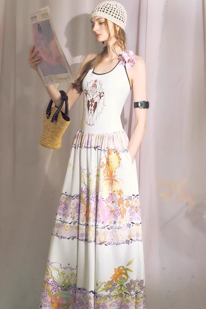 Violet Embroidered Suspender Dress