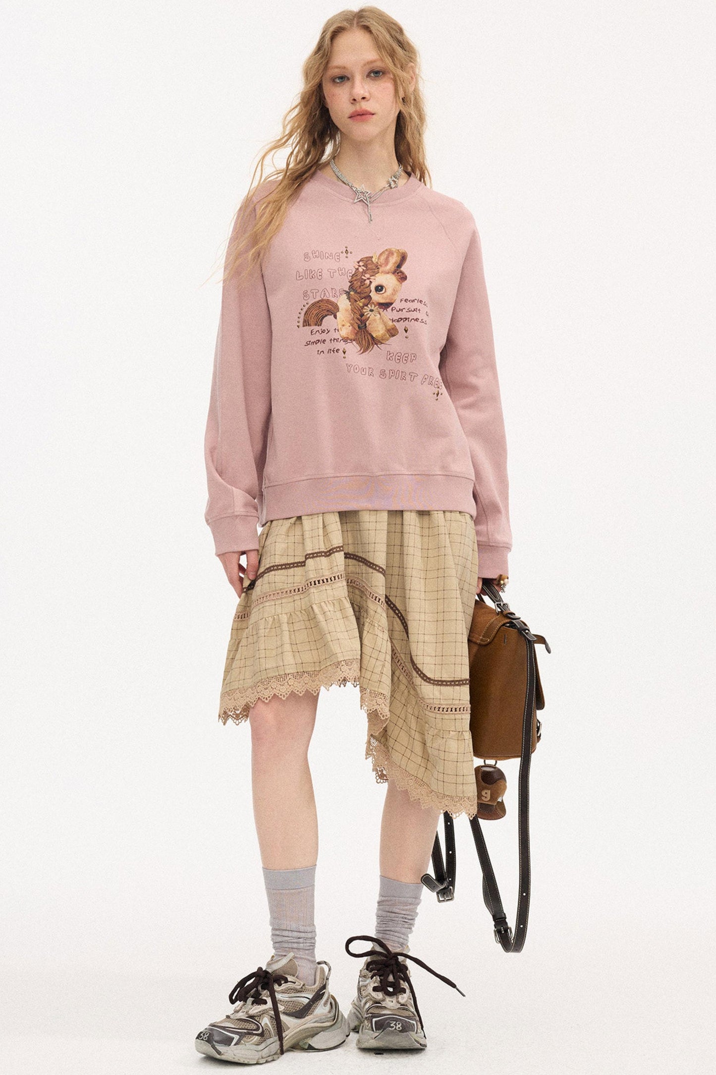 Irregular Wave Patchwork Midi Skirt