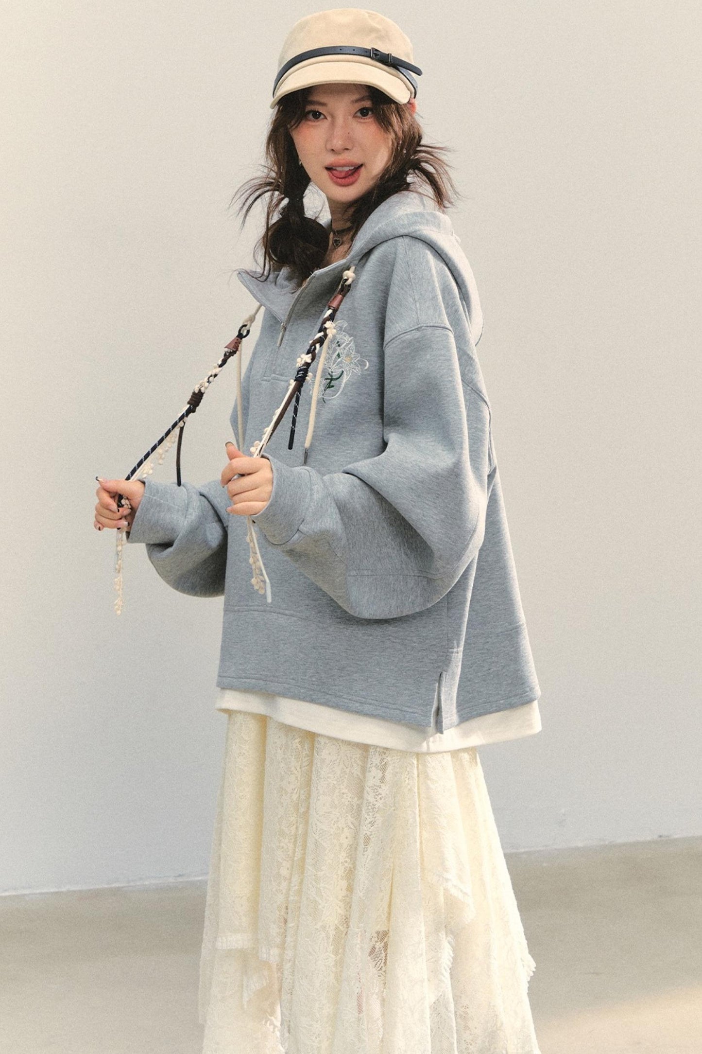 Embroidered Flower Sweatshirt