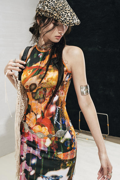 Botanical Slit Dress