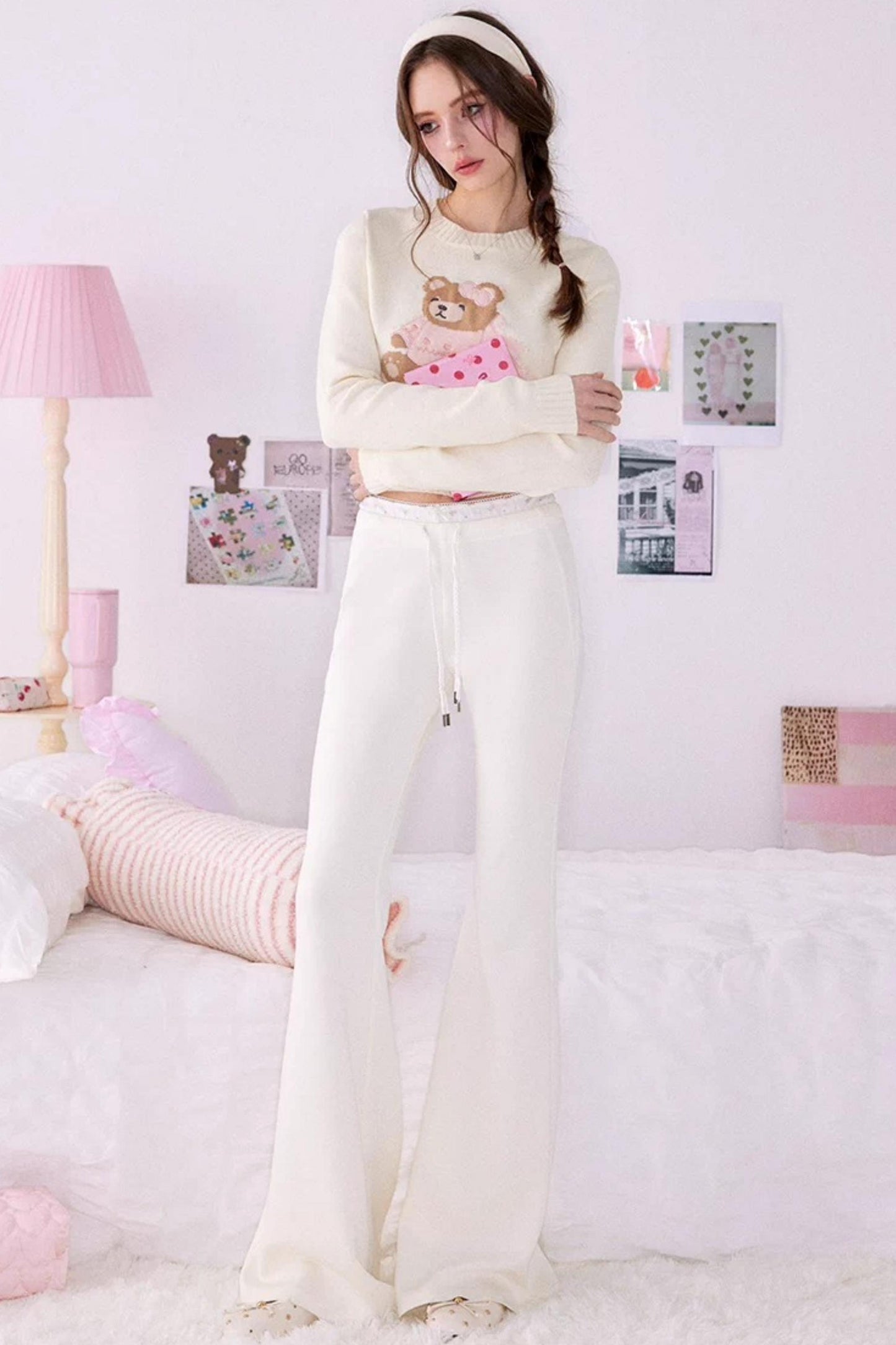 Bear Print Sweater Suspender Set-Up