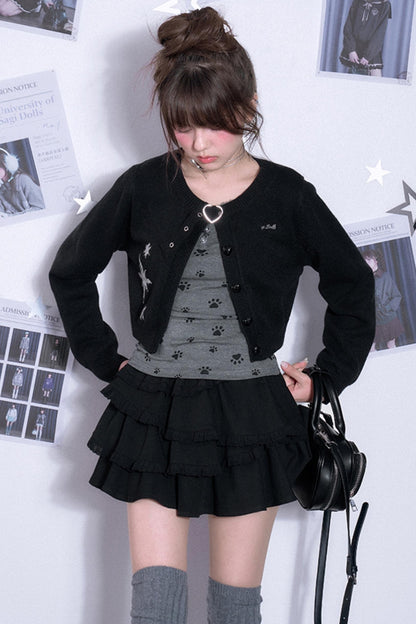 달콤한 강아지 프린트 V넥 티셔츠 