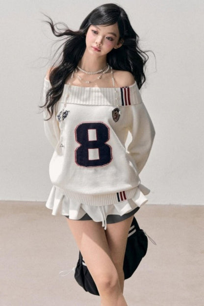 Youthful Off-Shoulder Knit Sweater