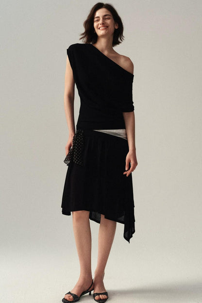 Tencel Wool Off-Shoulder Top