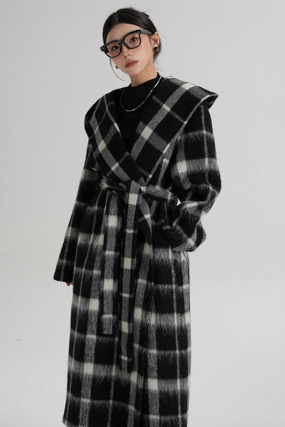 Plaid Alpaca Wool Coat