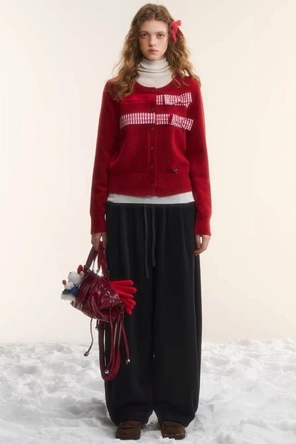 Velvet-Feel Curved-Leg Pants