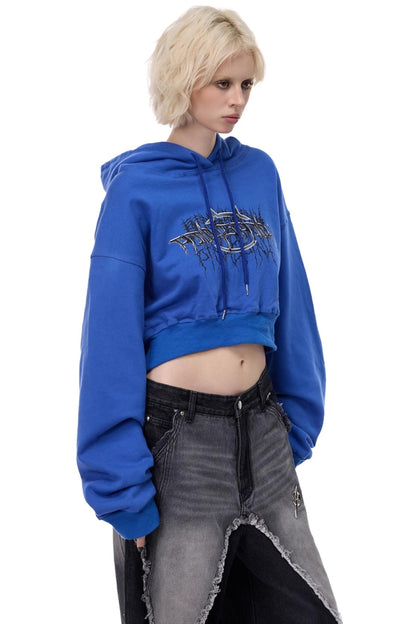 Thorn Print Hooded Fleece Sweatshirt