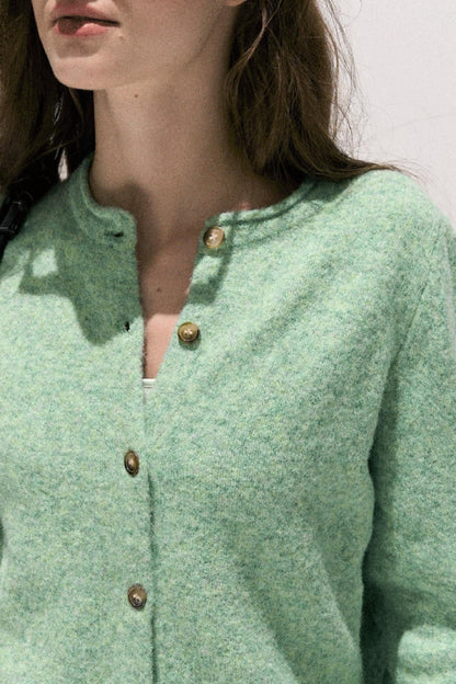 Vintage Crewneck Wool Knit Cardigan