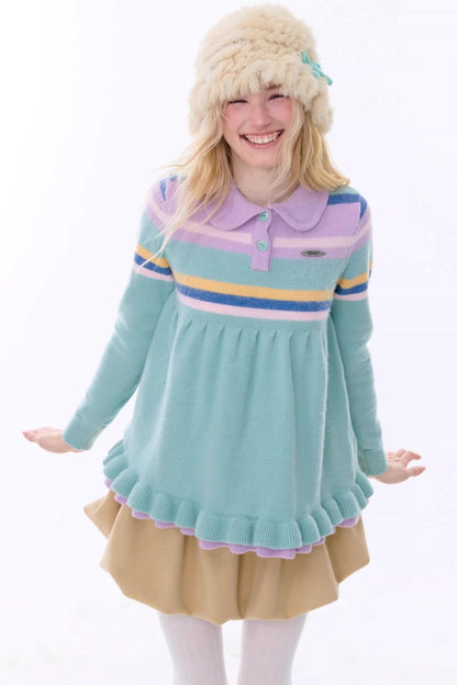 Retro Lace Collar Sweater