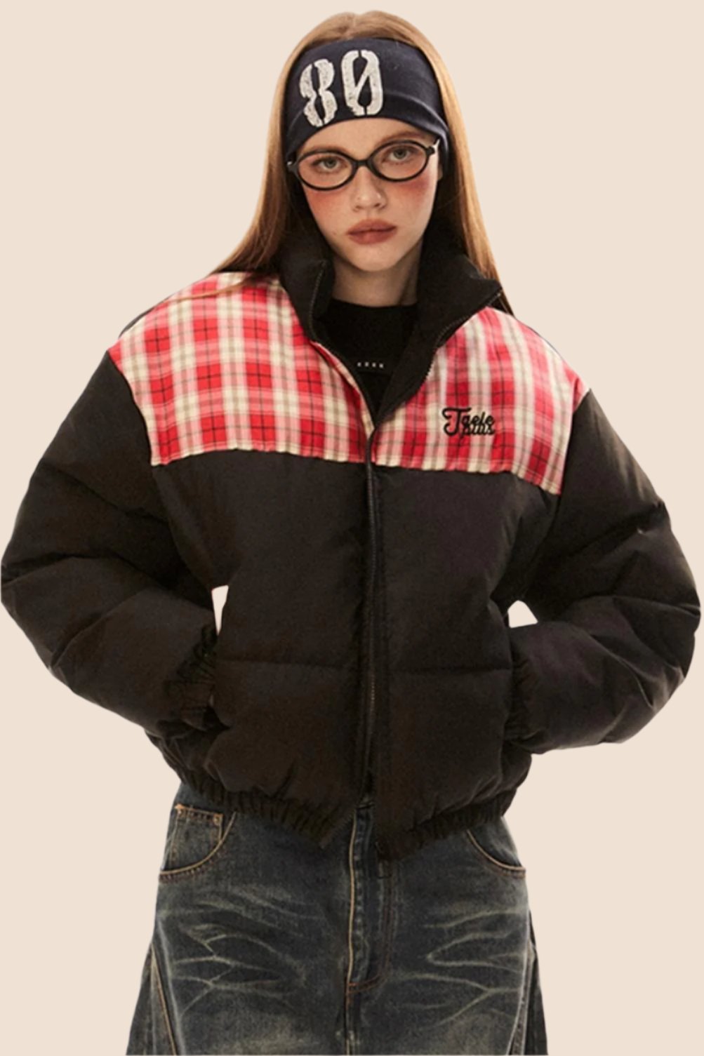 Retro Contrast Stitching Padded Coat