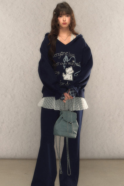 Designer Bootcut Track Pants Set-Up