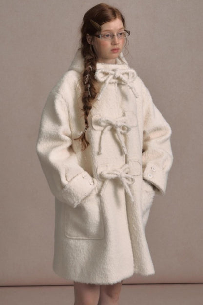 College Hooded Thick Woolen Jacket