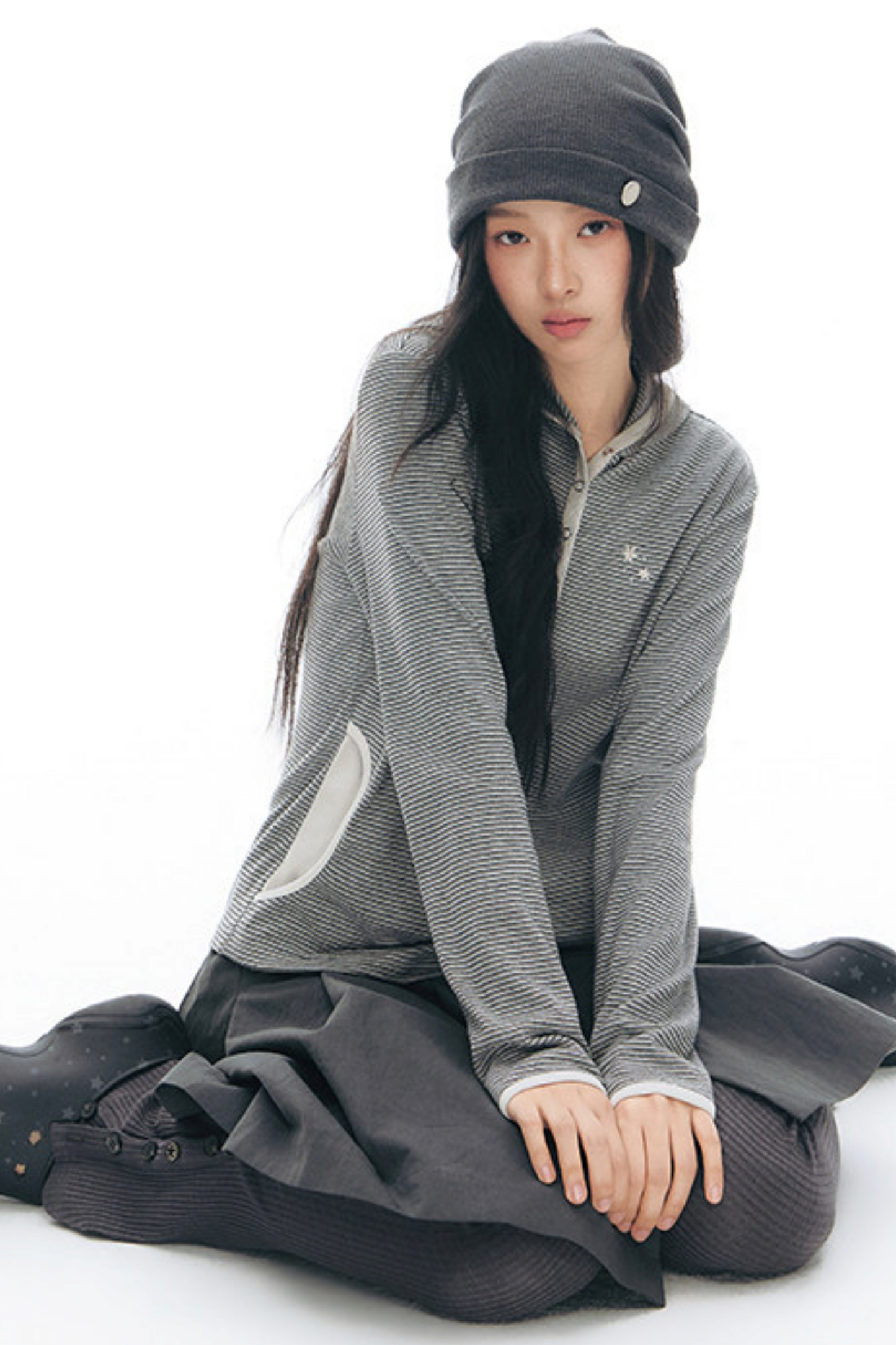 Striped Hooded Color-Block Top