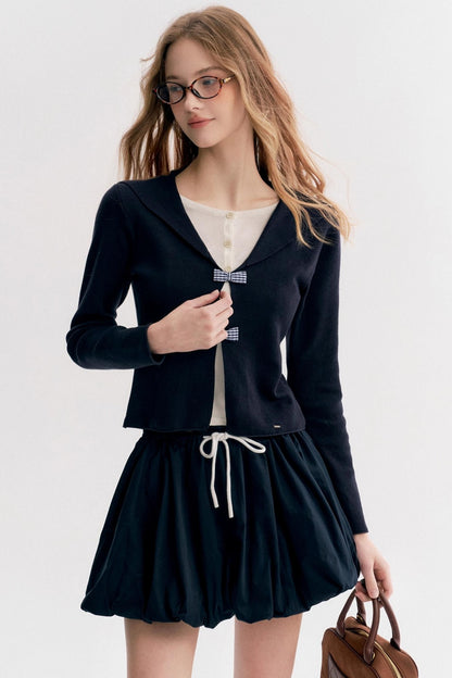 Contrasting Pleated Puffy Skirt