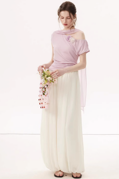 Top asimmetrico in Lyocell Tencel