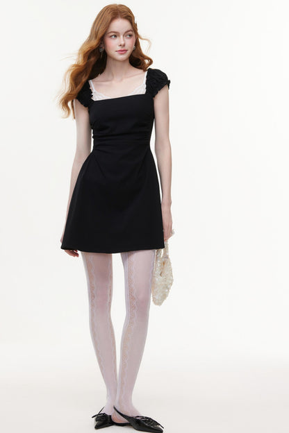 Bold Square Collar Strapless Dress