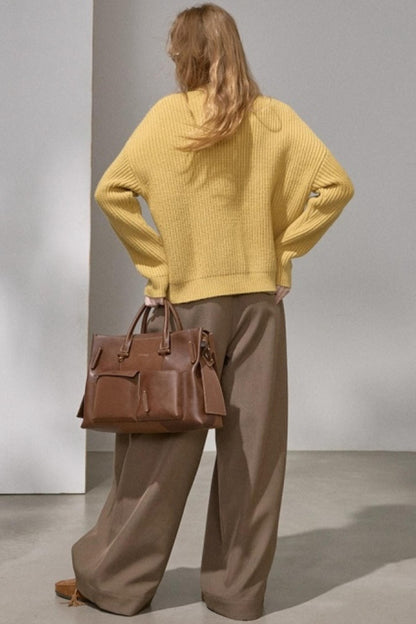 Ribbon Embroidery Crew Neck Sweater