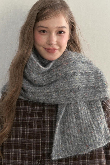 Twist Color Dot Wool Scarf