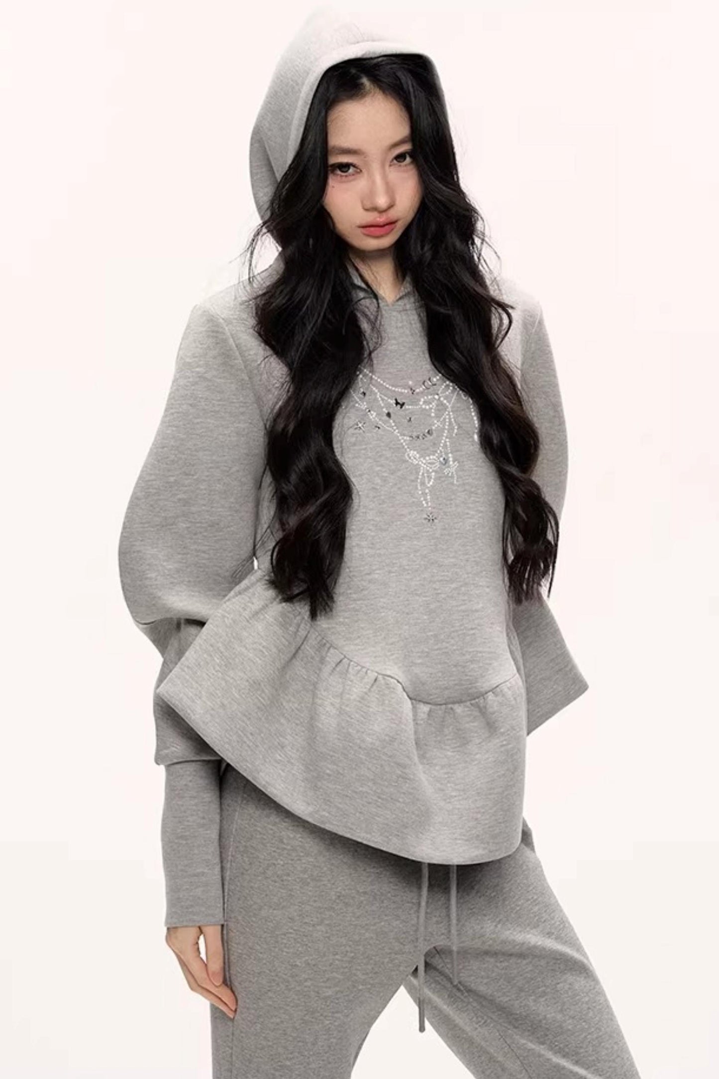 Flower Bud Hooded Sweatshirt Set-Up