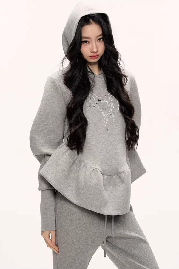 Flower Bud Hooded Sweatshirt Set-Up