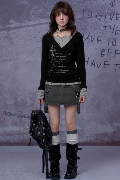 Gothic Hooded Black T-Shirt