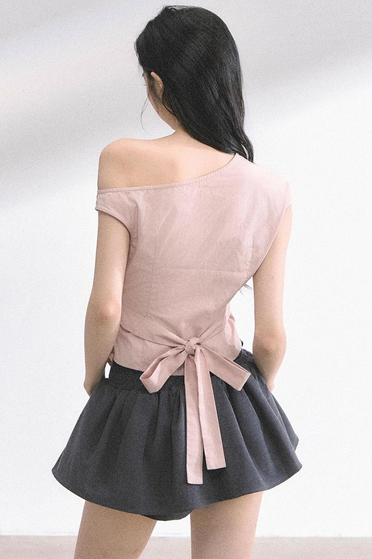 French Lace Asymmetrical Slim Fit Top