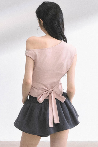 French Lace Asymmetrical Slim Fit Top