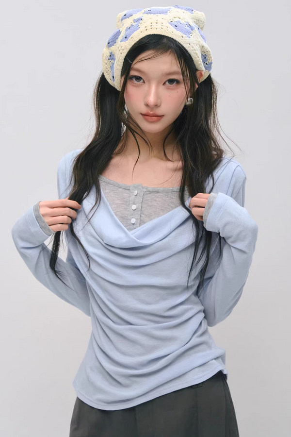 Mock Neck Waist-Cinching Top