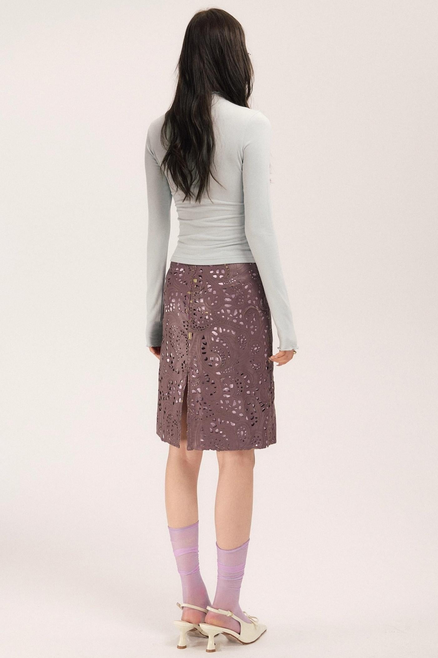 Sassy Vintage Cutout Leather Skirt