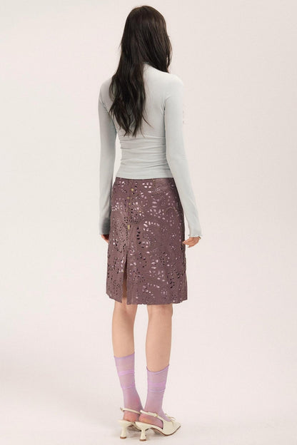 Sassy Vintage Cutout Leather Skirt