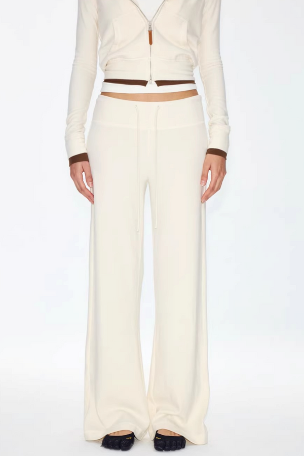 Color-Blocked Zipper Sweatshirt Top Set-Up