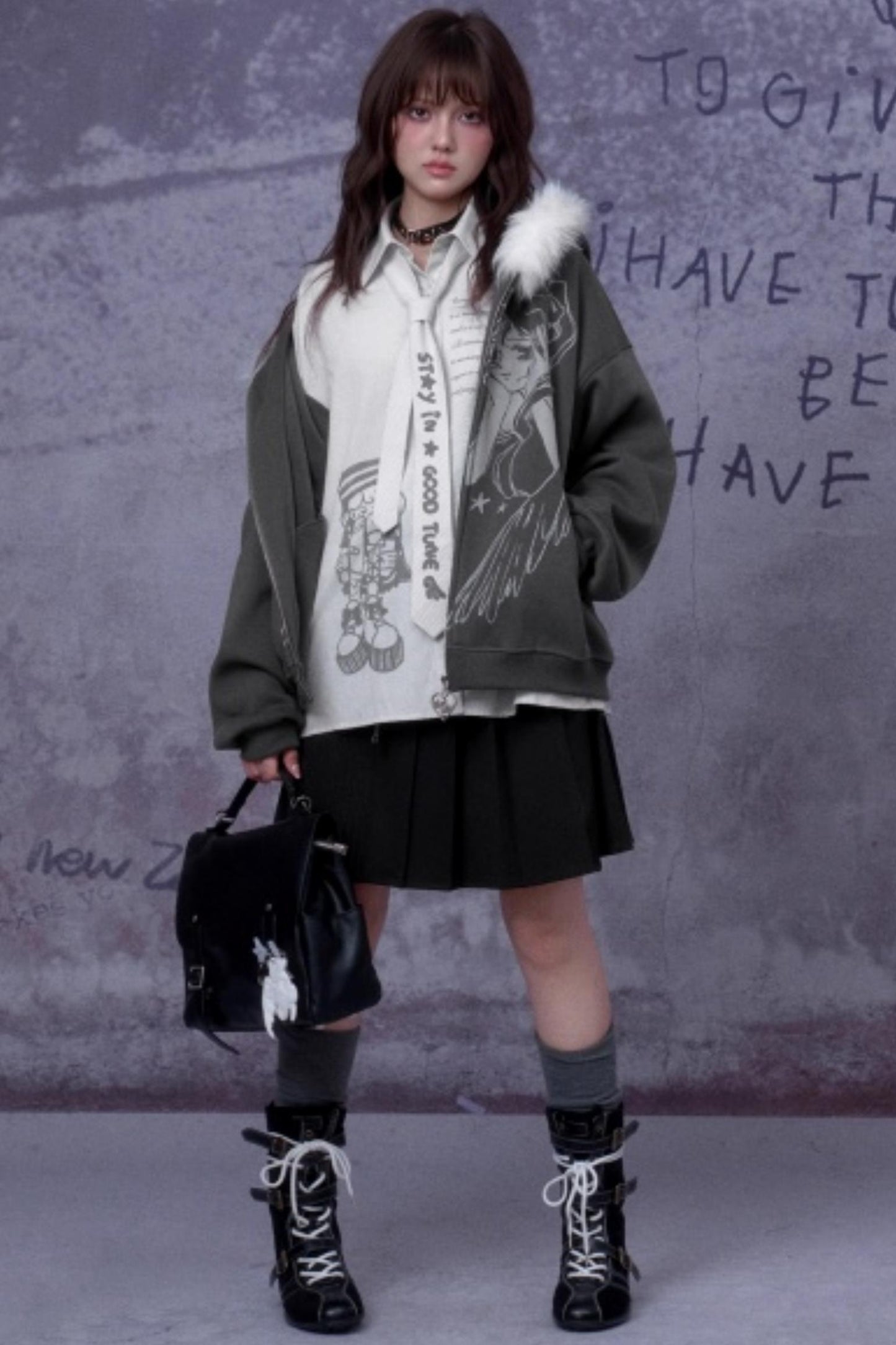 Striped Comic Print Shirt