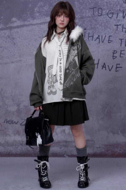 Striped Comic Print Shirt