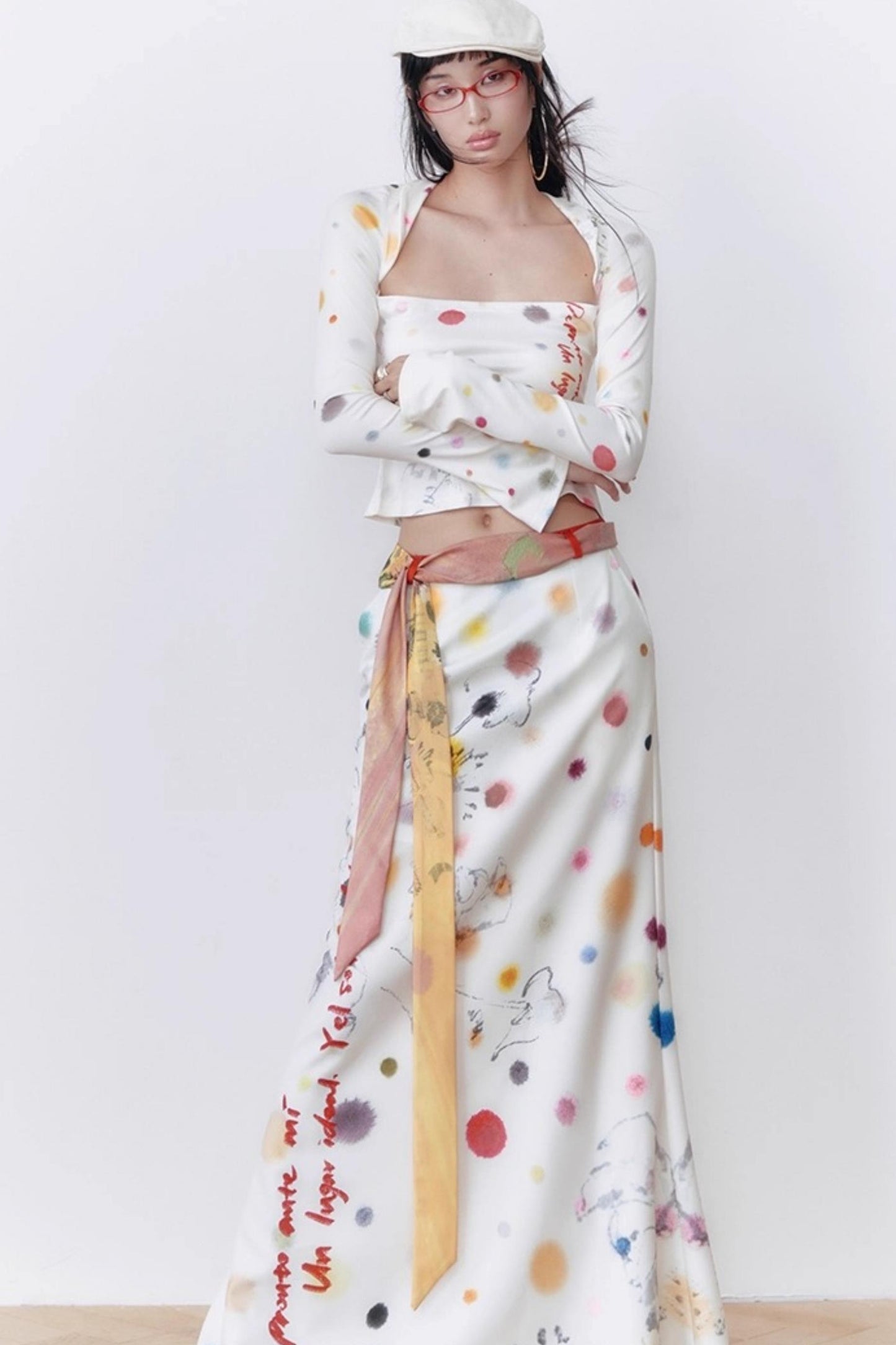 White Polka Dot A-line Skirt