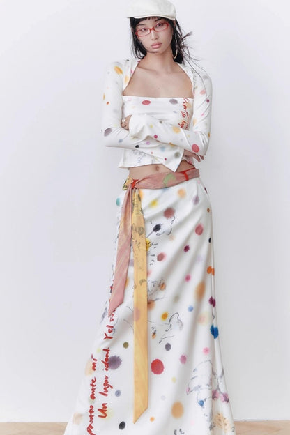 White Polka Dot A-line Skirt