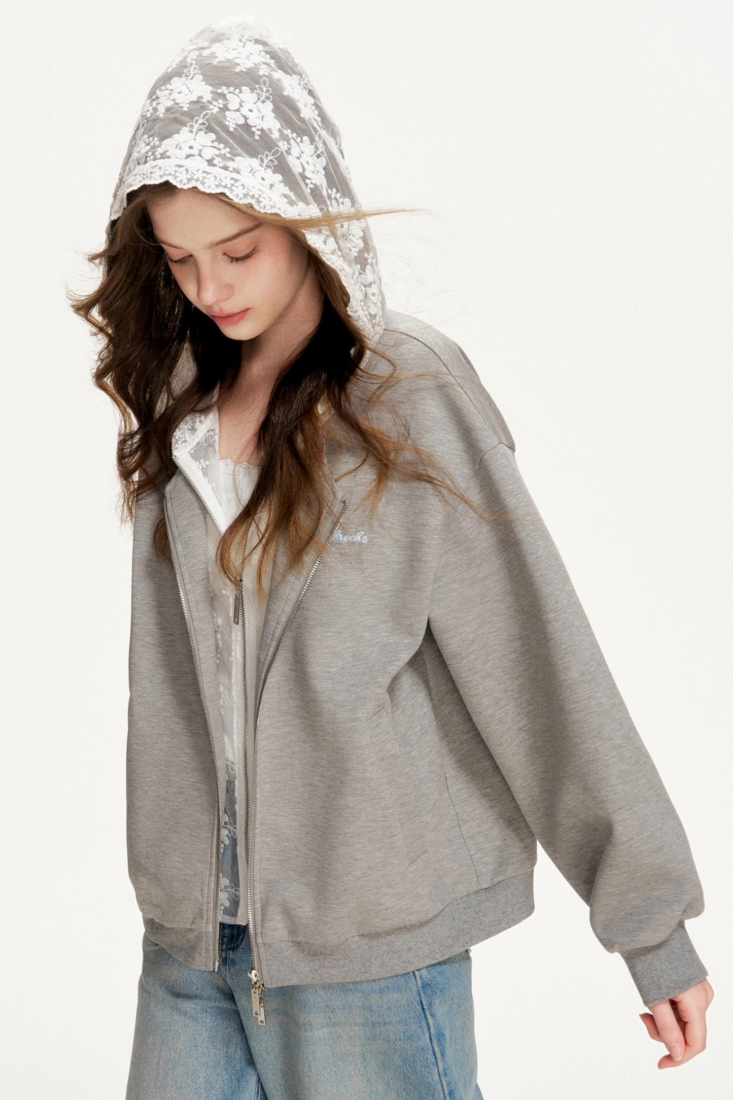 Lace Patchwork Hooded Jacket