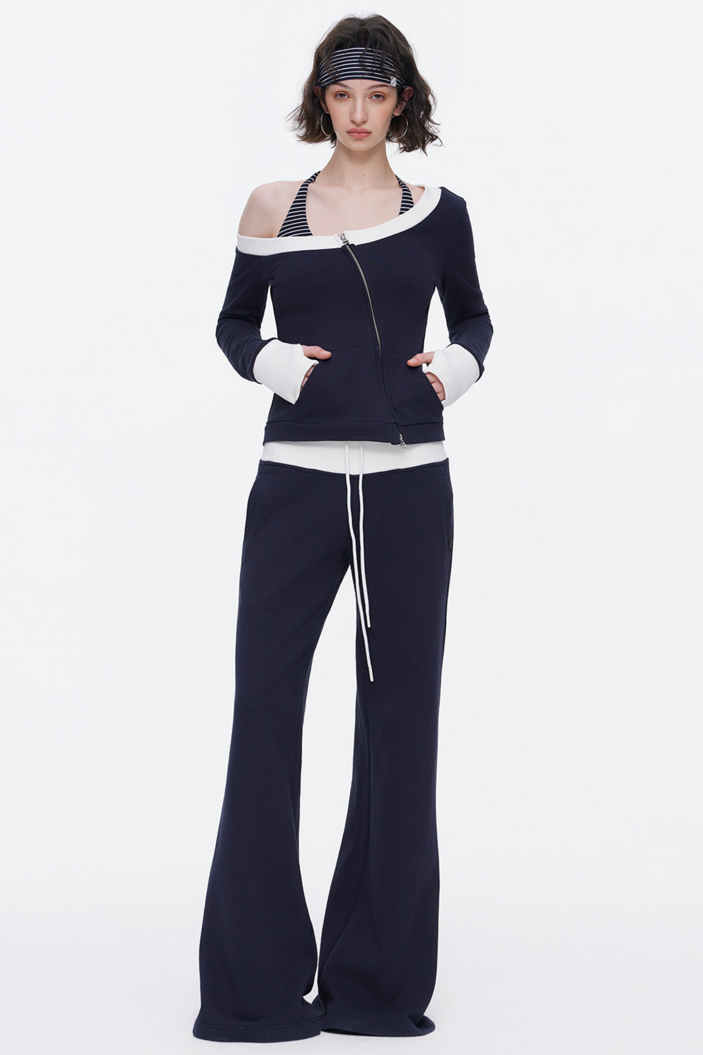 One-Shoulder Color-Blocked Top Set-Up