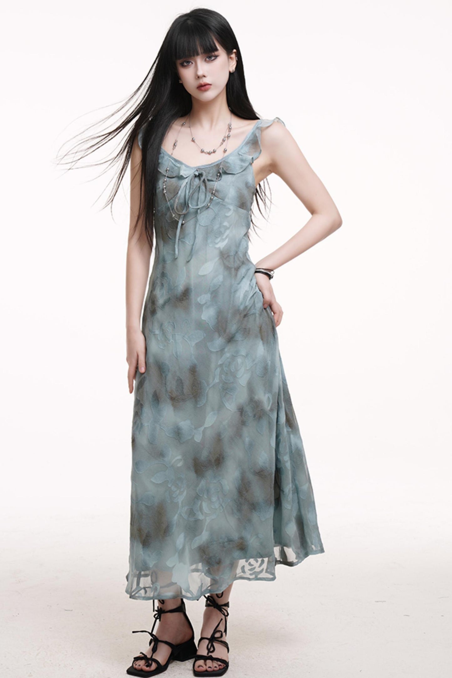 Teal Blue Halter Dress